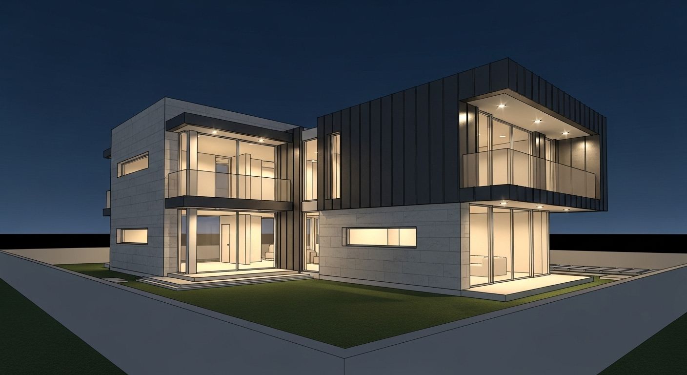 Render Casa Noche SketchUp
